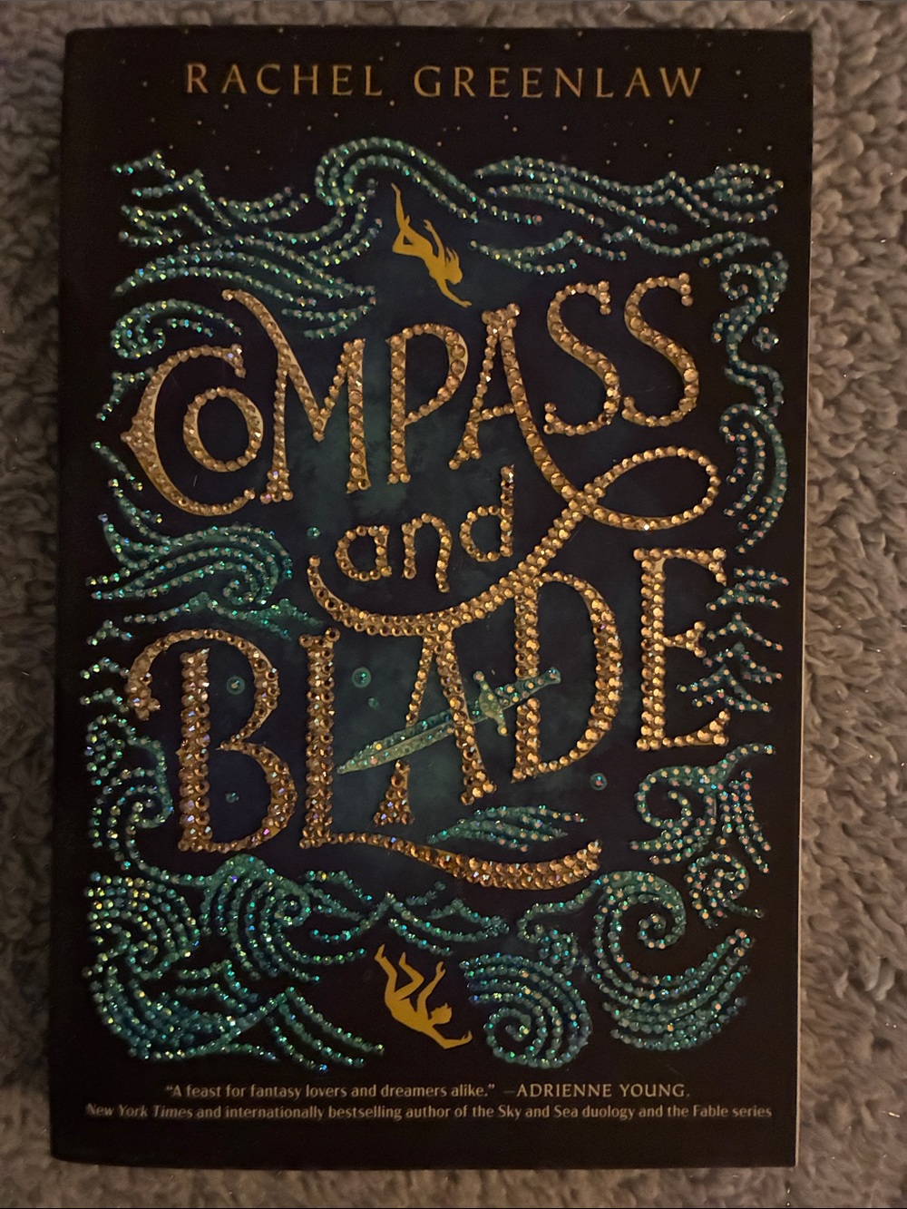 Compass and Blade Decorative Wall Plaque in Teal and Gold